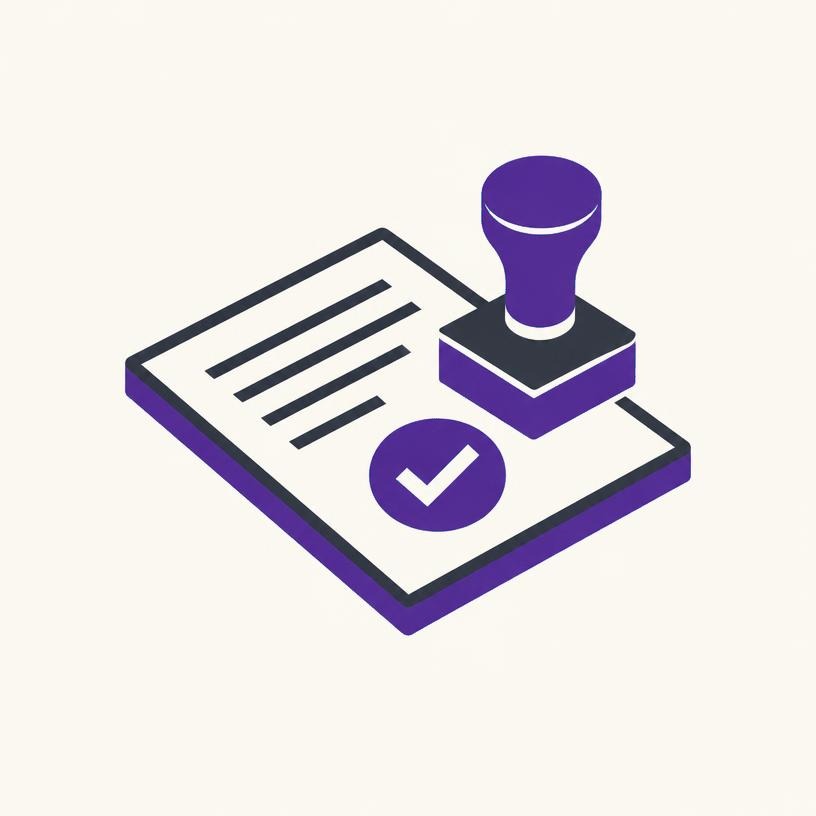 Ilustração da aprovação formal e registo de responsabilidade